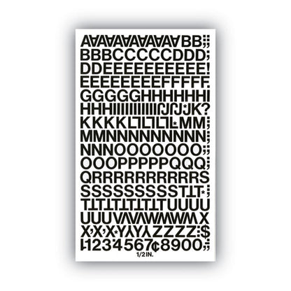 Press-on Vinyl Self-adhesive Numbers And Uppercase Letters, 0.5" Tall, Black Characters, 201/pack