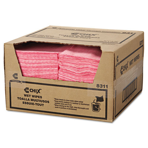Wet Wipes, Stripe Design, 11.5 X 24, White/pink, 200/carton