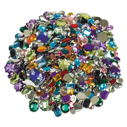 Acrylic Gemstones Classroom Pack, Assorted Sizes And Colors, 1 Lb Bag