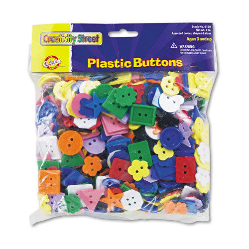 Plastic Button Assortment, Assorted Sizes And Colors, 1 Lb Bag