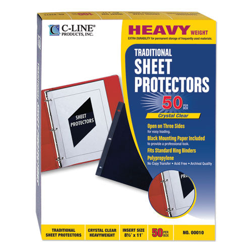Traditional Sheet Protectors, Heavy-duty, Side: 3-hole Punched, Side/side/top Load 8.5 X 11 Insert, Clear Front, 50/box