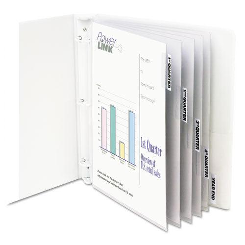 Sheet Protectors With Five Clear Index Tabs, Heavy-duty, Side: 3-hole Punched, Top Load 8.5 X 11 Insert, Clear, 5/set