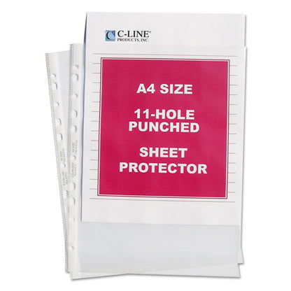 A4 Standard Weight Sheet Protectors, Medium-duty, Side: 11-hole Punched, Top Load 8.25 X 11.75 Insert, Clear Front, 50/box
