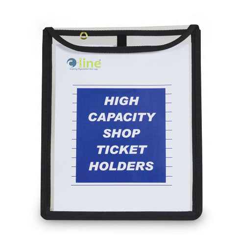 High-capacity Stitched Shop Ticket Holders, 1" Expansion, Super Heavy-duty, 9 X 12 Insert, Clear Front, Black Border, 15/box