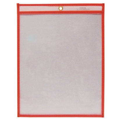 Reusable Dry Erase Pockets, Super Heavy-duty, Top Load 9 X 12 Insert, Clear Front, Neon Red Border, 30/pack