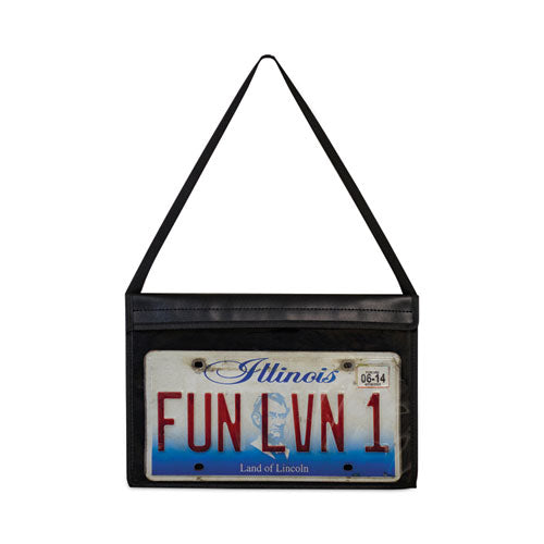 Stitched Shop Ticket Holders With 24" Hang Strap, Super Heavy-duty, Side Load 13 X 8.5 Insert, Clear Front, Black Border