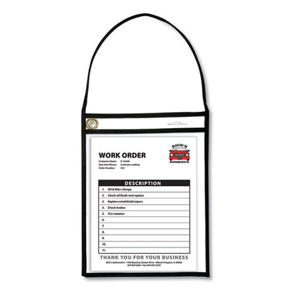 Stitched Shop Ticket Holders, 22" Hang Strap, Super Heavy-duty, Top Load 9 X 12 Insert, Clear Front, Black Border, 15/box