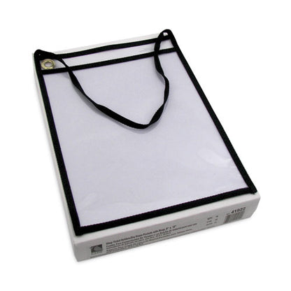 Stitched Shop Ticket Holders, 22" Hang Strap, Super Heavy-duty, Top Load 9 X 12 Insert, Clear Front, Black Border, 15/box