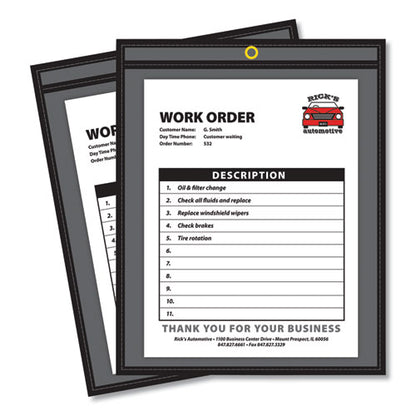 Stitched Shop Ticket Holders, Super Heavy-duty, 8.5 X 11 Insert, Clear Front, Black Pressboard Back, Black Border, 25/box