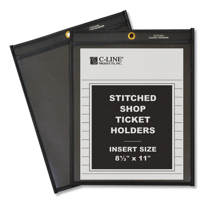 Stitched Shop Ticket Holders, Super Heavy-duty, 8.5 X 11 Insert, Clear Front, Black Pressboard Back, Black Border, 25/box
