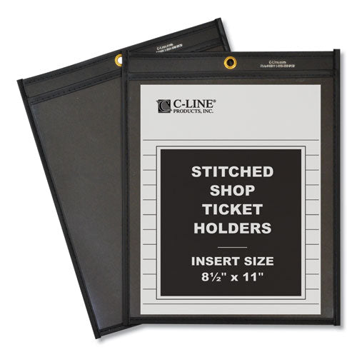 Stitched Shop Ticket Holders, Super Heavy-duty, 8.5 X 11 Insert, Clear Front, Black Pressboard Back, Black Border, 25/box