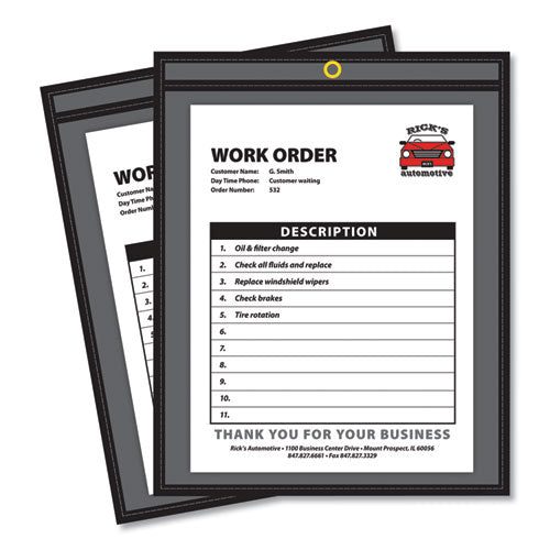 Stitched Shop Ticket Holders, Super Heavy-duty, 9 X 12 Insert, Clear Front, Black Pressboard Back, Black Border, 25/box