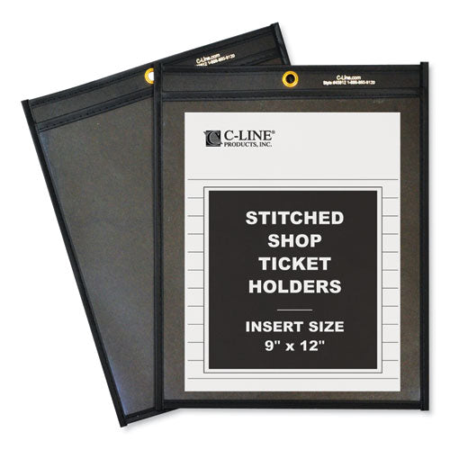 Stitched Shop Ticket Holders, Super Heavy-duty, 9 X 12 Insert, Clear Front, Black Pressboard Back, Black Border, 25/box