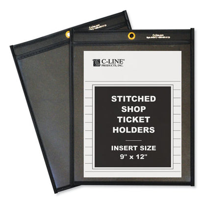 Stitched Shop Ticket Holders, Super Heavy-duty, 9 X 12 Insert, Clear Front, Black Pressboard Back, Black Border, 25/box
