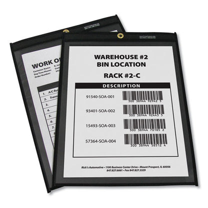 Stitched Shop Ticket Holders, Super Heavy-duty, 9 X 12 Insert, Clear Front, Black Pressboard Back, Black Border, 25/box