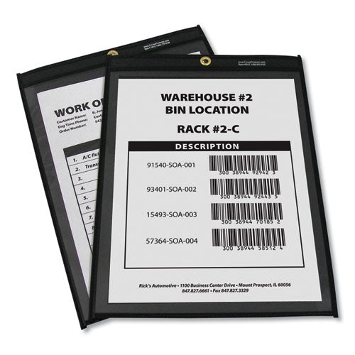 Stitched Shop Ticket Holders, Super Heavy-duty, 9 X 12 Insert, Clear Front, Black Pressboard Back, Black Border, 25/box