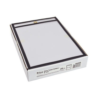 Stitched Shop Ticket Holders, Super Heavy-duty, Top Load 6 X 9 Insert, Clear Front, Black Border, 25/box