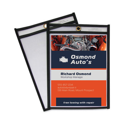 Stitched Shop Ticket Holders, Super Heavy-duty, Top Load 6 X 9 Insert, Clear Front, Black Border, 25/box