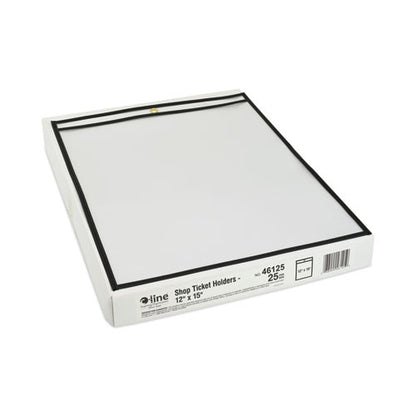 Stitched Shop Ticket Holders, Heavy-duty, Top Load 12 X 15 Insert, Clear Front, Black Border, 25/box