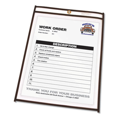 Stitched Shop Ticket Holders, Super Heavy-duty, Top Load 8.5 X 11 Insert, Clear Front, Black Border, 25/box