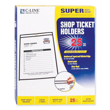 Stitched Shop Ticket Holders, Super Heavy-duty, Top Load 8.5 X 11 Insert, Clear Front, Black Border, 25/box
