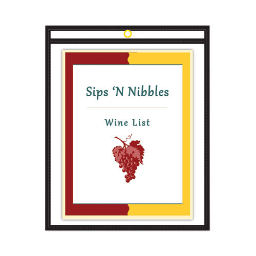 Stitched Shop Ticket Holders, Super Heavy-duty, Top Load 9 X 12 Insert, Clear Front, Black Border, 25/box