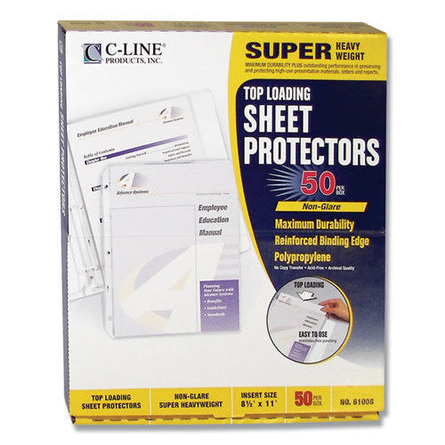 Polypropylene Sheet Protectors, Super Heavy-duty, Side: 3-hole Punched, Top Load 8.5 X 11 Insert, Nonglare Clear, 50/box