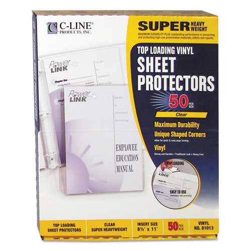 Vinyl Sheet Protectors, Super Heavy-duty, Side: 3-hole Punched, Top Load 8.5 X 11 Insert, Clear Front, 50/box