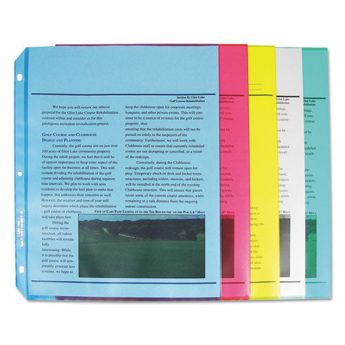 Colored Sheet Protectors, Heavy-duty, Side: 3-hole Punched, Top Load 8.5 X 11 Insert, Assorted Transparent Colors, 50/box