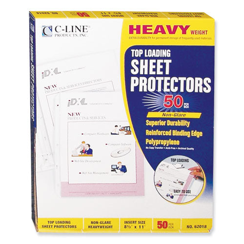 Polypropylene Sheet Protectors, Heavy-duty, Side: 3-hole Punched, Top Load 8.5 X 11 Insert, Nonglare Clear Front, 50/box