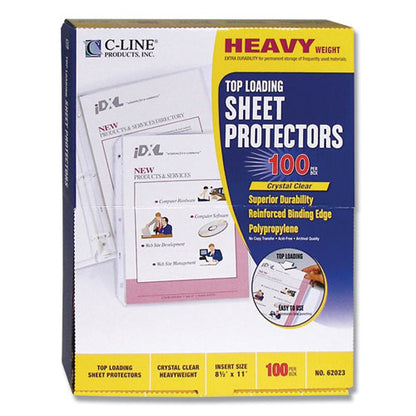 Polypropylene Sheet Protectors, Heavy-duty, Side: 3-hole Punched, Top Load 8.5 X 11 Insert, Clear Front, 100/box