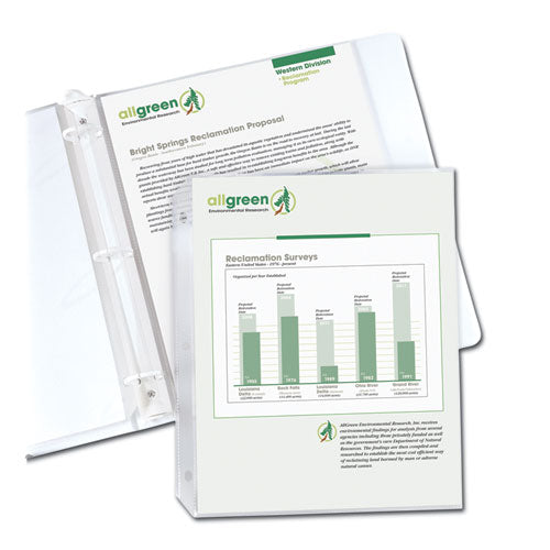 Polypropylene Sheet Protectors, Medium-duty, Side: 3-hole Punched, Top Load 8.5 X 11 Insert, Reduced Glare Clear, 100/box