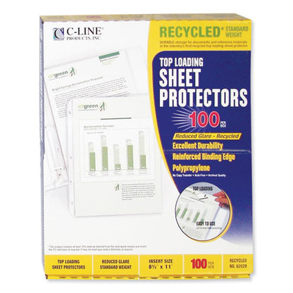 Polypropylene Sheet Protectors, Medium-duty, Side: 3-hole Punched, Top Load 8.5 X 11 Insert, Reduced Glare Clear, 100/box