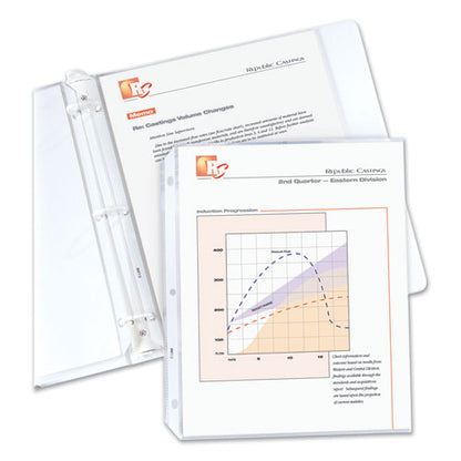 Polypropylene Sheet Protectors, Medium-duty, Side: 3-hole Punched, Top Load 8.5 X 11 Insert, Nonglare Clear Front, 100/box