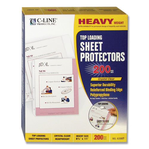 Polypropylene Sheet Protector Value Pack, Heavy-duty, Side: 3-hole Punched, Top Load 8.5 X 11 Insert, Clear Front, 200/box