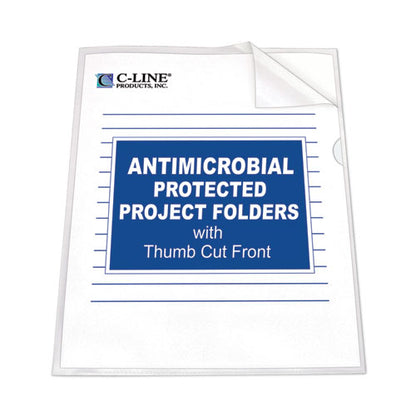 Antimicrobial Protected Poly Project Folders, Letter Size, Clear, 25/box