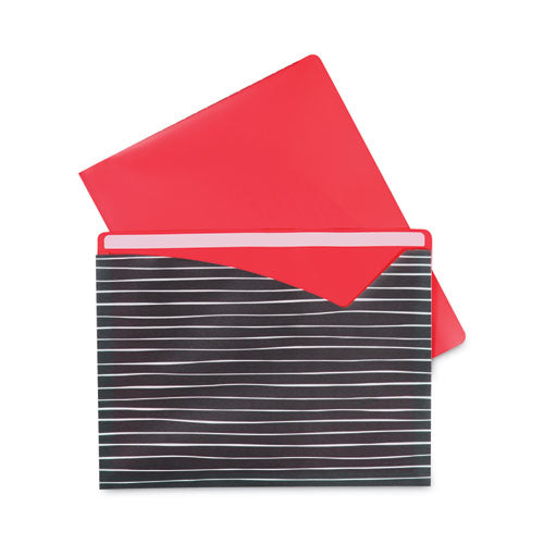 Write-on Fashion Poly File Jackets, Straight Tab, Letter Size, Assorted Colors, 6/pack