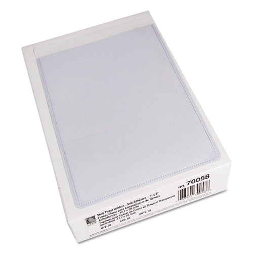 Self-adhesive Poly Shop Ticket Holders, Super Heavy-duty, Top Load 5 X 8 Insert, Clear Front, 50/box