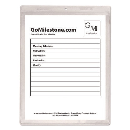 Clear Vinyl Shop Ticket Holders, Super Heavy-duty, Top Load 9 X 12 Insert, Clear Front, 50/box