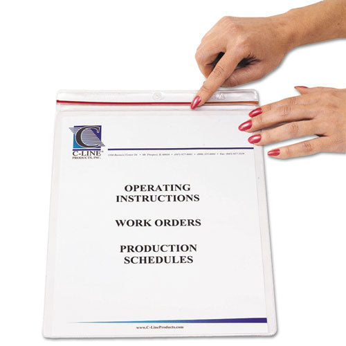 Industrial Zipper Seal Shop Ticket Holders, Super Heavy-duty, Top Load 9 X 12 Insert, Clear Front, 15/box