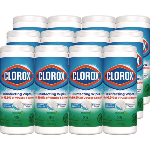 Disinfecting Wipes, Bleach Free Cleaning Wipes, 1-ply, 7 X 8, Fresh Scent, White, 35/canister, 12 Canisters/carton