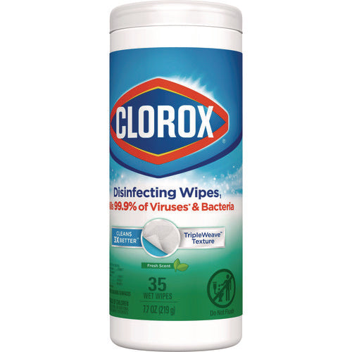 Disinfecting Wipes, Bleach Free Cleaning Wipes, 1-ply, 7 X 8, Fresh Scent, White, 35/canister, 12 Canisters/carton