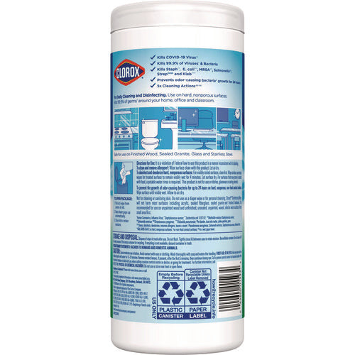 Disinfecting Wipes, Bleach Free Cleaning Wipes, 1-ply, 7 X 8, Fresh Scent, White, 35/canister, 12 Canisters/carton