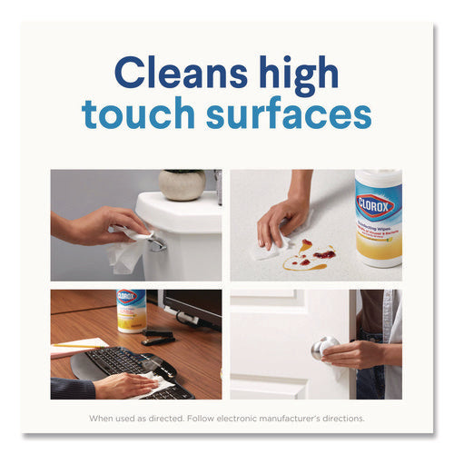 Disinfecting Wipes, Bleach Free Cleaning Wipes, 1-ply, 7 X 7.75, Crisp Lemon, White, 75/canister, 6 Canisters/carton