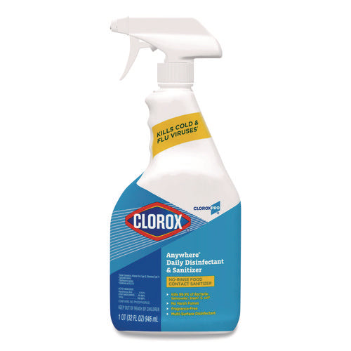 Anywhere Daily Disinfectant And Sanitizer, Unscented, 32 Oz Spray Bottle