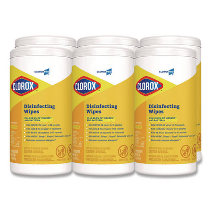 Disinfecting Wipes, 1-ply, 7 X 8, Lemon Fresh, White, 75/canister, 6/carton