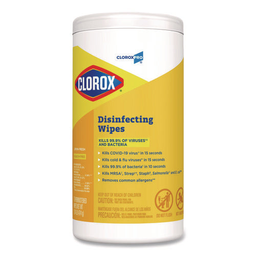 Disinfecting Wipes, 1-ply, 7 X 8, Lemon Fresh, White, 75/canister
