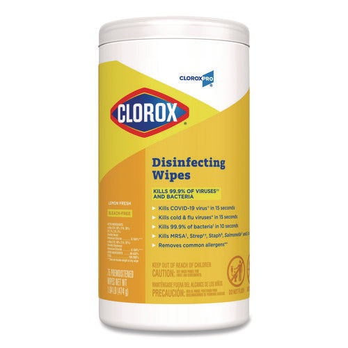 Disinfecting Wipes, 1-ply, 7 X 8, Lemon Fresh, White, 75/canister
