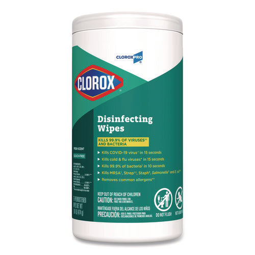 Disinfecting Wipes, 1-ply, 7 X 8, Fresh Scent, White, 75/canister