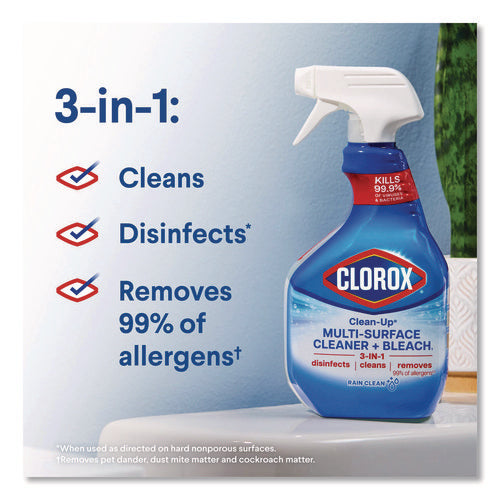 Clean-up Multi-surface Cleaner With Bleach, 32 Oz Spray Bottle, Rain Clean Scent, 9/carton